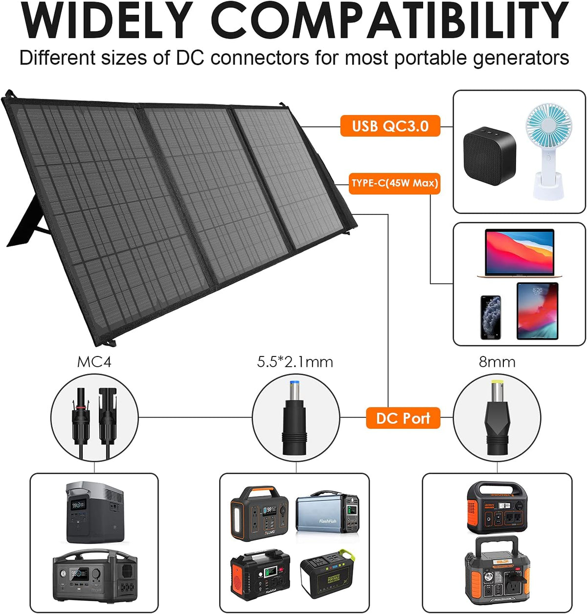 60W Portable Foldable Solar Panel W3167