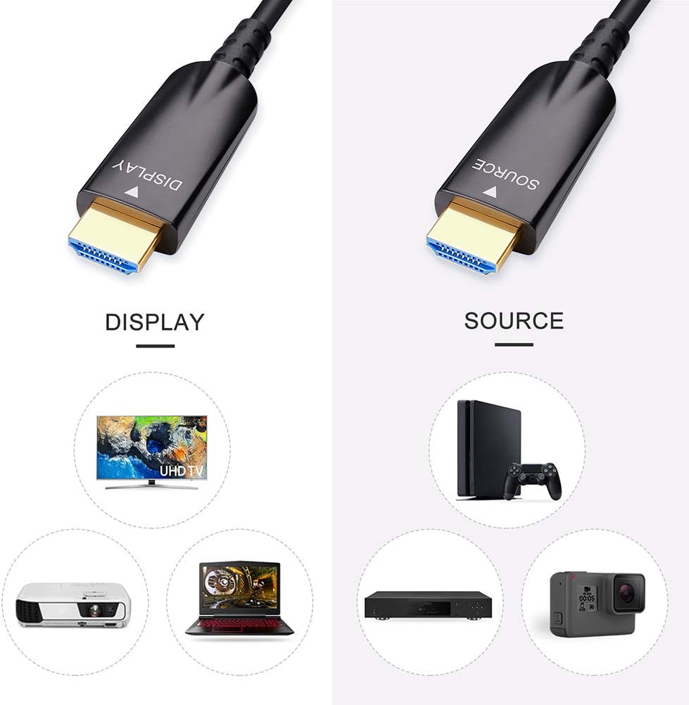 100ft Fiber Optic HDMI Cable 4K 30Hz 1080p 60Hz Black Pack of 2 R359
