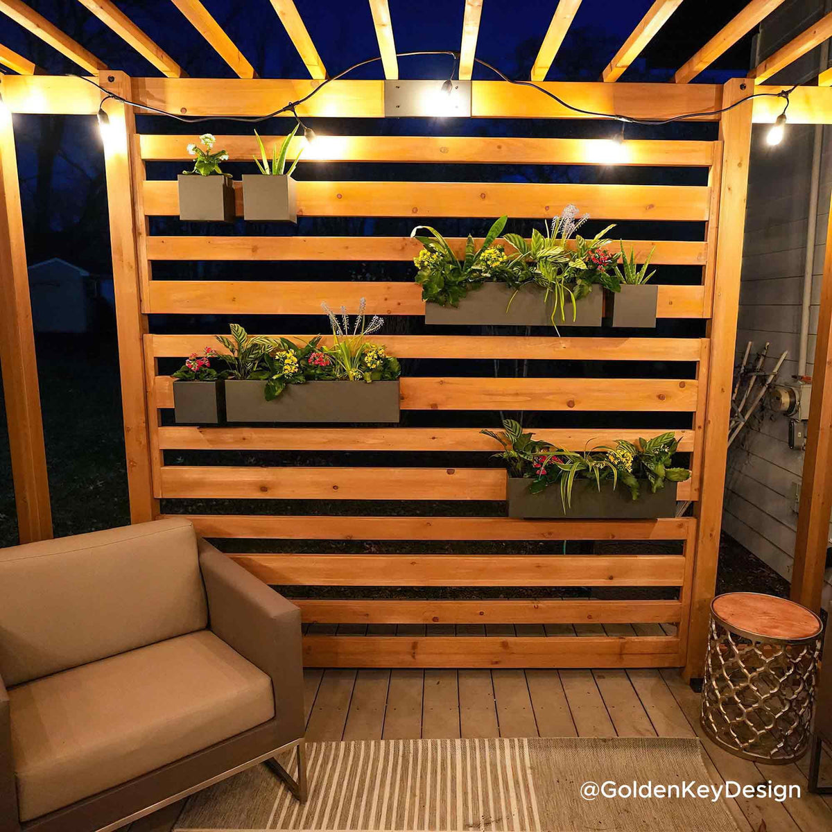 10.5 ft. x 10 ft. Cedar Wood Pergola with Adjustable Hanging Planters Q829597