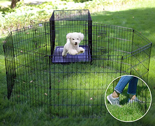 Black 8 Panel 24 Inch Pet Playpen A56281
