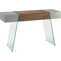 Walnut Veneer Gray Lacquer Console Table L9271