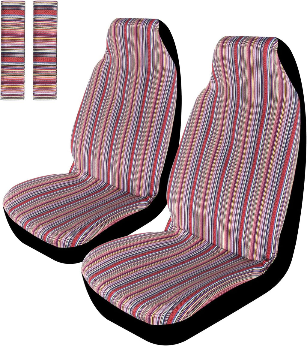 Colorful 4pc Front Seat Covers with Seat-Belt Pad Protectors Q561
