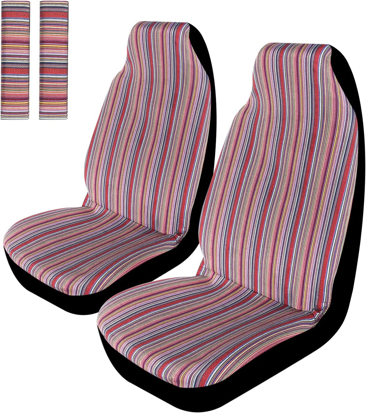 Colorful 4pc Front Seat Covers with Seat-Belt Pad Protectors Q561
