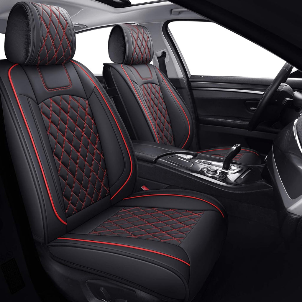 Waterproof Faux Leather Car Front Seat Covers 2 PCS Black S103