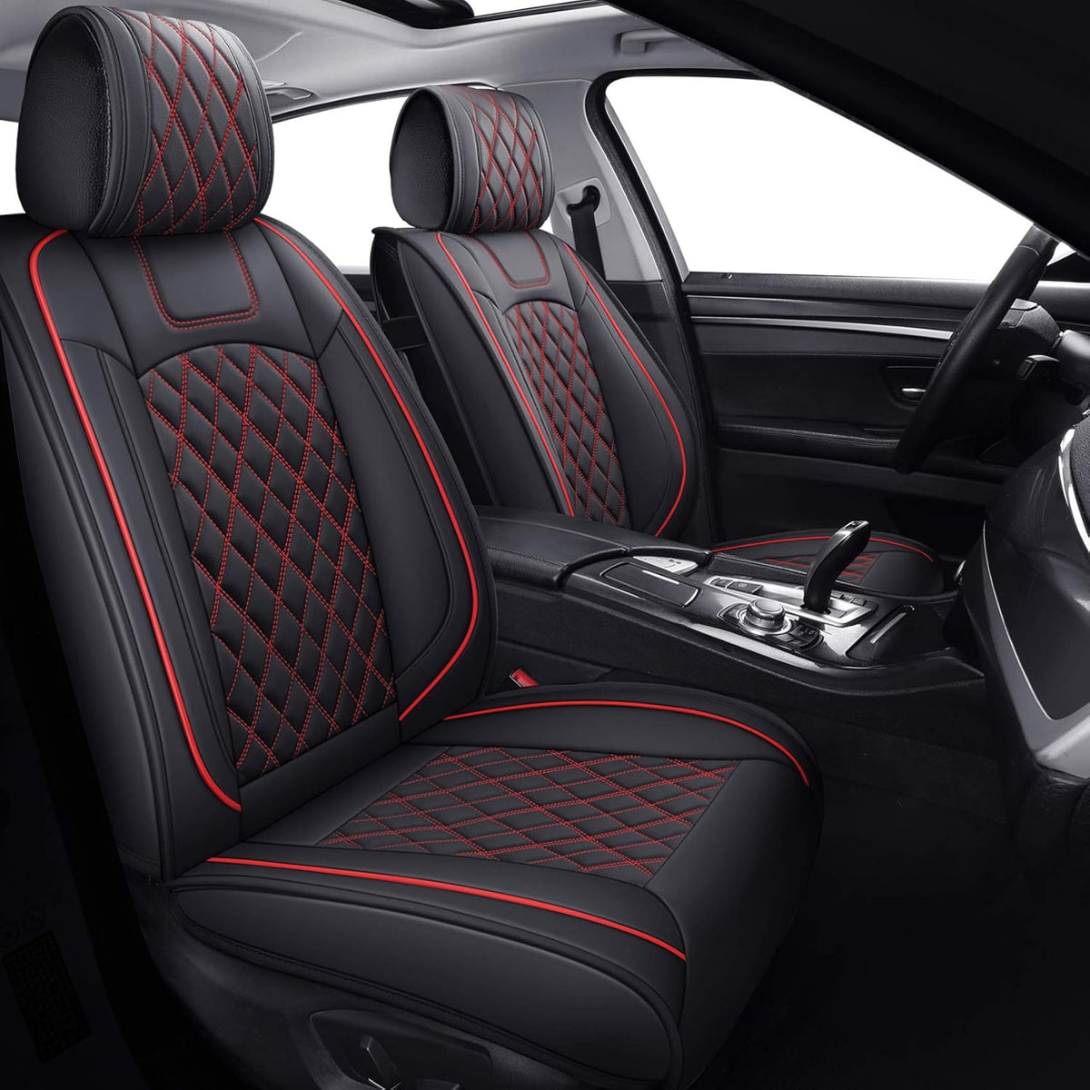 Waterproof Faux Leather Car Front Seat Covers 2 PCS Black S103