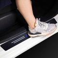 Carbon Fiber Textured Leather Car Door Sill Protection Anti-Scratch Strip 4 Pieces Set Y684