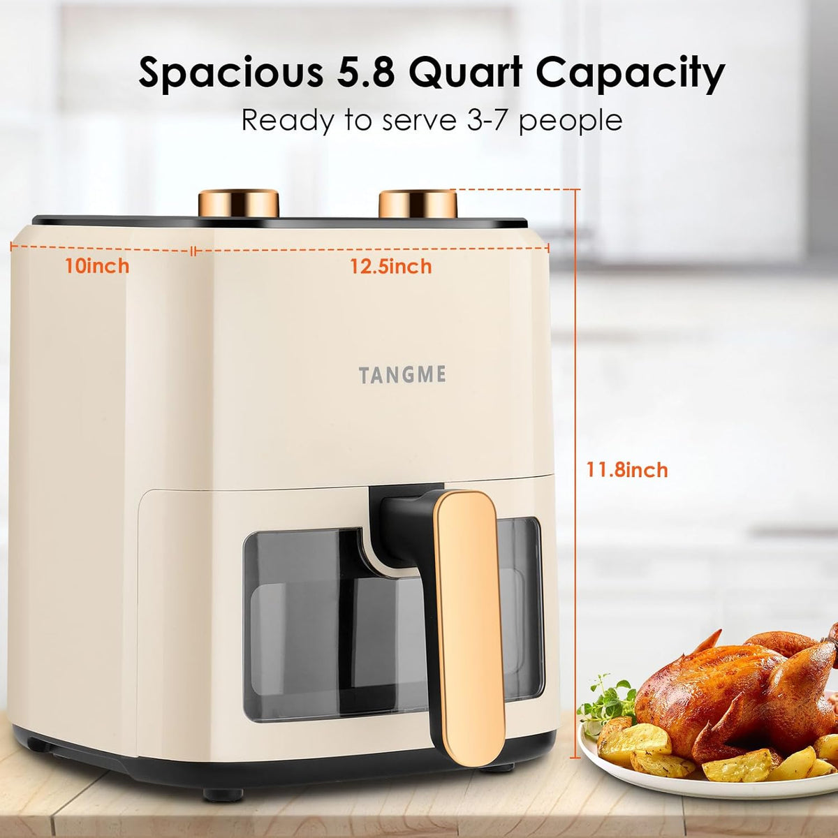 5.8Quart Air Fryer Oven with Viewing Window Non-stick Basket P3981
