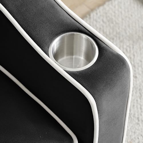 Creamy White Convertible Sleeper Sofa Chair with Cup Holder I97812