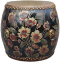Solid Wood Drum Bench Shoe Stool Q8115