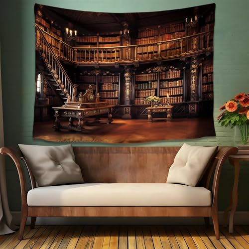 Medieval Bookshelf Tapestry Wall Hanging F670871