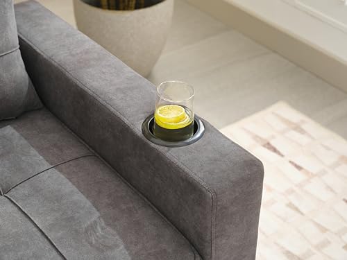 Green Convertible Sleeper Sofa Bed with USB Charging Cupholders D321559