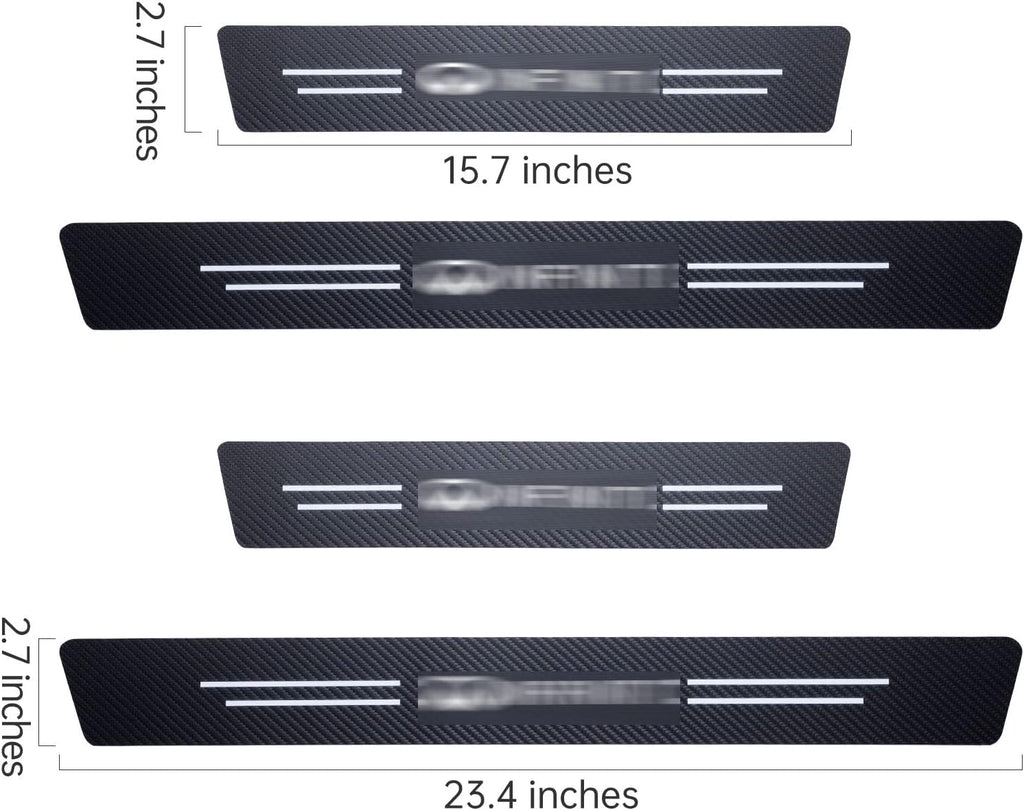 Carbon Fiber Textured Leather Car Door Sill Protection Anti-Scratch Strip 4 Pieces Set Y684