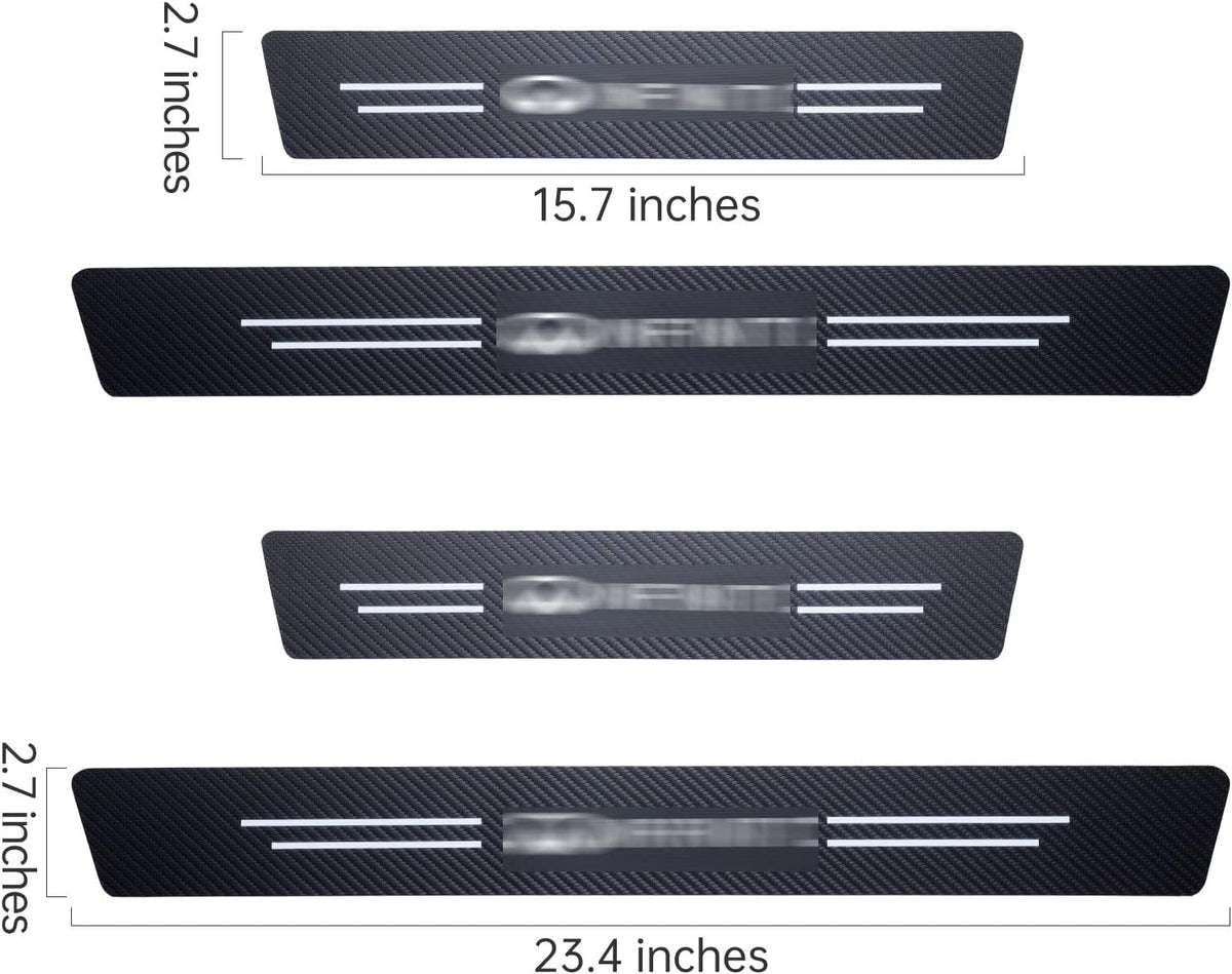 Carbon Fiber Textured Leather Car Door Sill Protection Anti-Scratch Strip 4 Pieces Set Y684