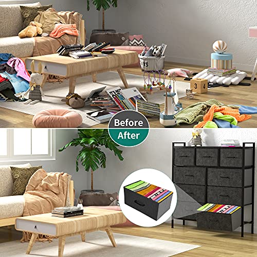9-Drawer Fabric Dresser with Steel Frame and Wooden Top J12220