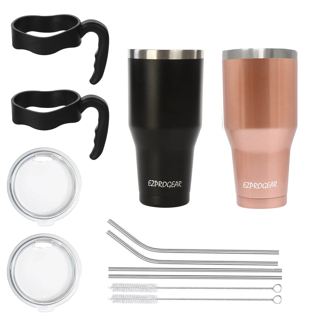40 oz 2 Pack Stainless Steel Double Wall Vacuum Insulated Tumbler with Handle and Straws Z5579