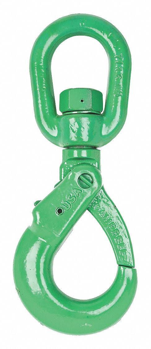 5/8in Grade 100 Painted Green Swivel Self Locking Hook U1803