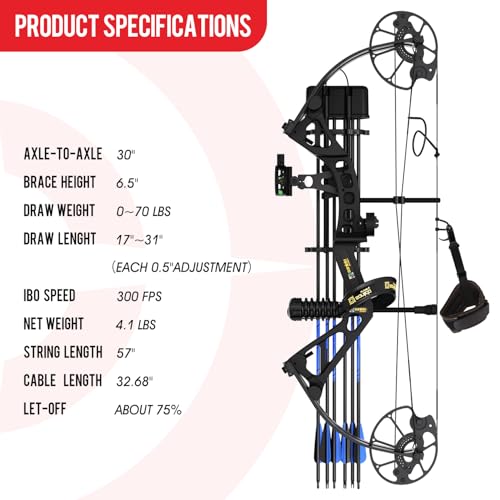 Compound Bow Package, 0-70 Lbs Draw Weight E86520