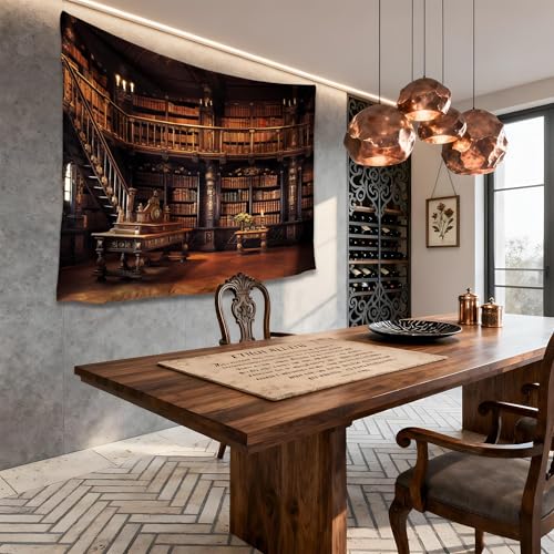 Medieval Bookshelf Tapestry Wall Hanging F670871