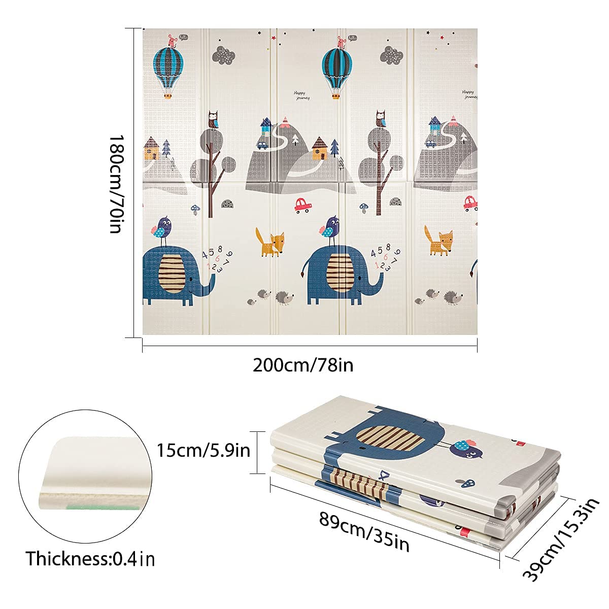 Extra Large Waterproof Foldable Baby Play Mat with Carry Bag O255