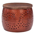 Metal and Wood Drum Table A71538