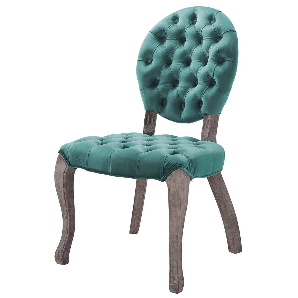 Velvet Fabric Wood Aqua Blue Side Chair F887655