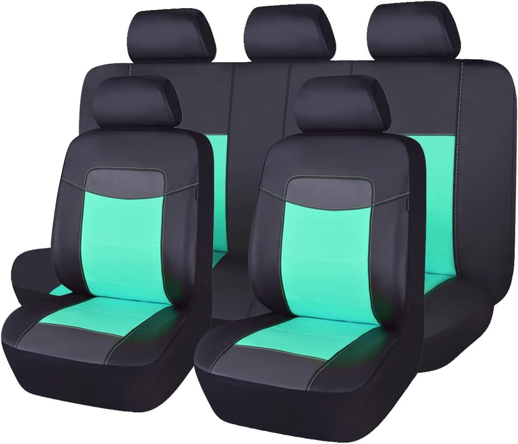 Black Leather Car Seat Covers Full Set Pack of 2 F944043