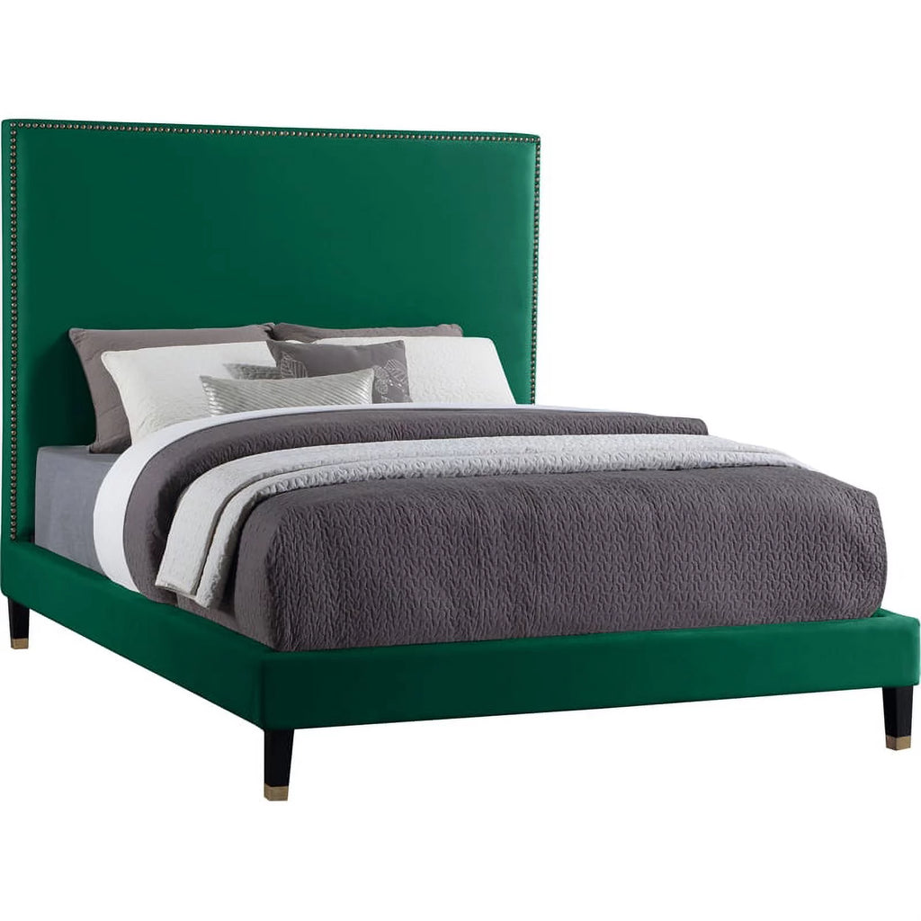 Green Velvet Queen Bed H9417