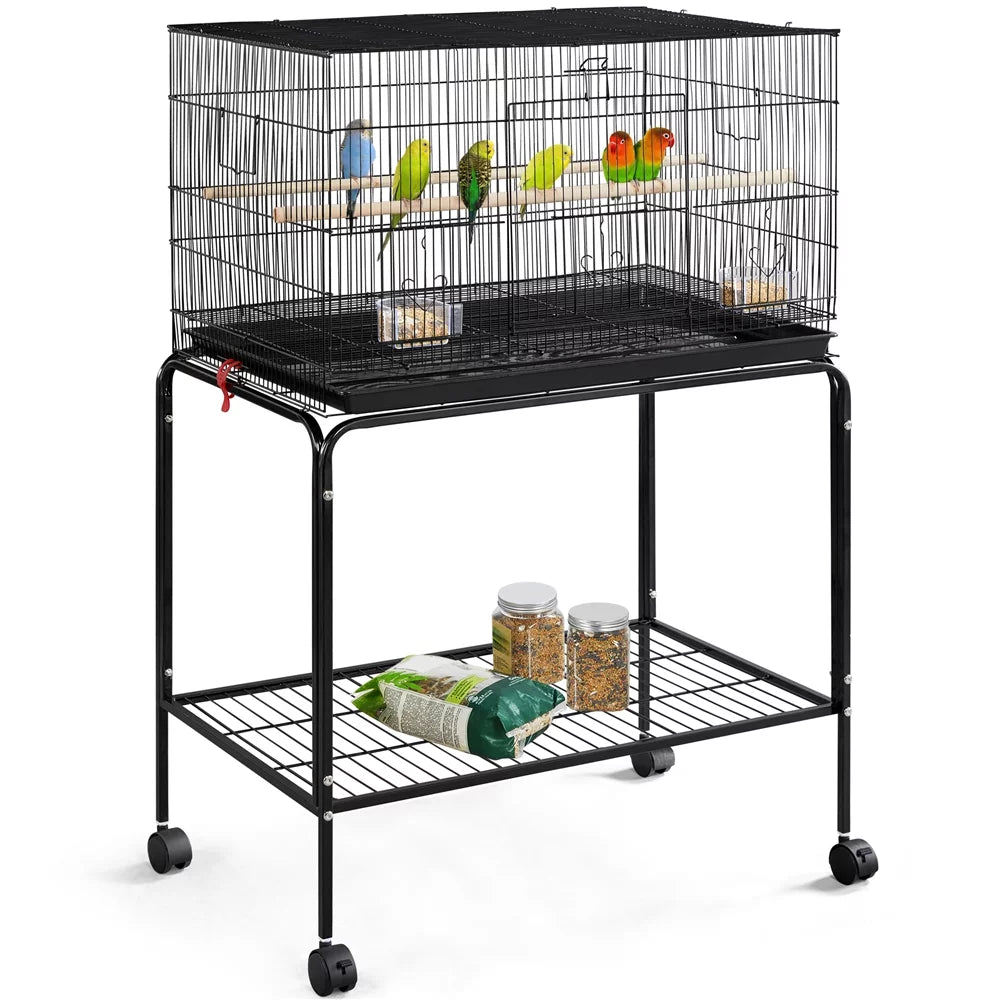 Black Flight Cage with Rolling Stand D8236