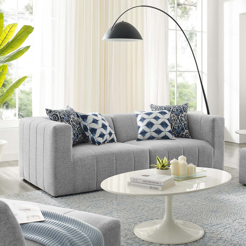 Light Grey Fabric Loveseat Sofa H1029