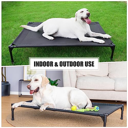 Raised Dog Bed for Large Dogs, Heavy Duty Pet Cot with Washable Mesh, Black K1003