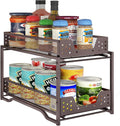 2-Tier Stackable Under Sink Cabinet Organizer with Sliding Storage Drawer, Bronze D2884