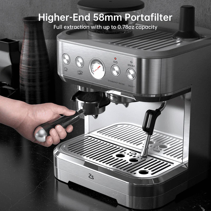 15 Bar Espresso Machine with Grinder & Milk Steamer M96591