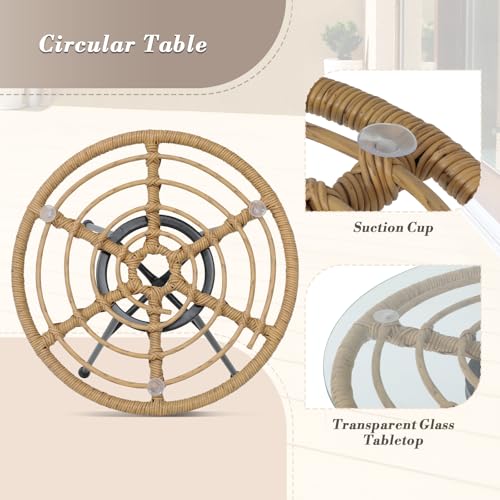 3 Pieces Rattan Outdoor Table and Chairs Set with Cushion D66764