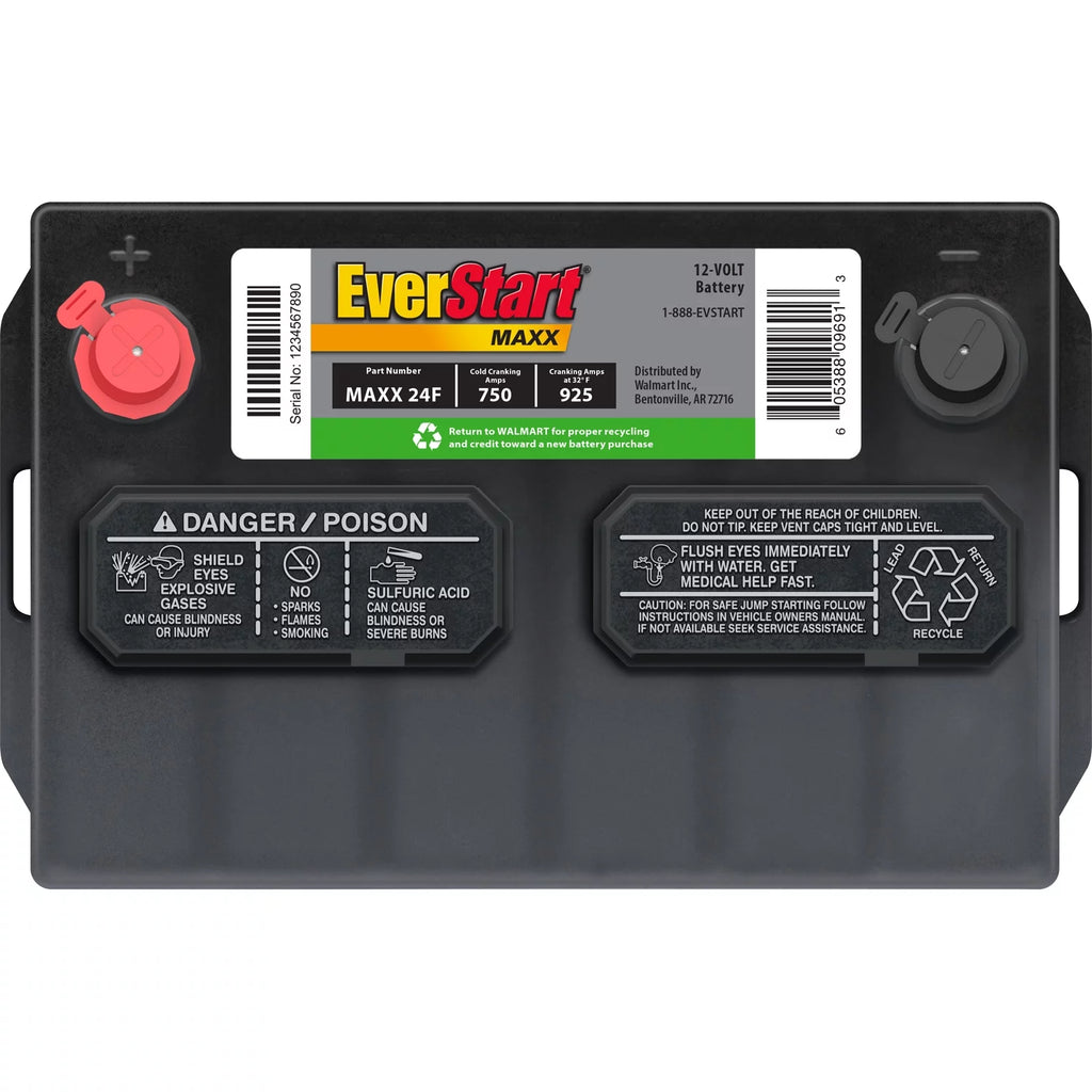 Lead Acid Automotive Battery, Group Size 24F 12 Volt, 750 CCA Y855