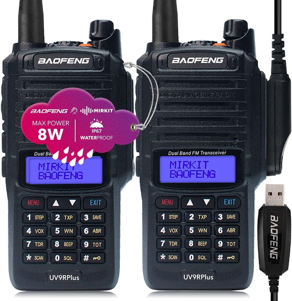 2pcs Waterproof Handheld Radio with USB Programming Cable & 2200mAh Battery, IP67 T8020