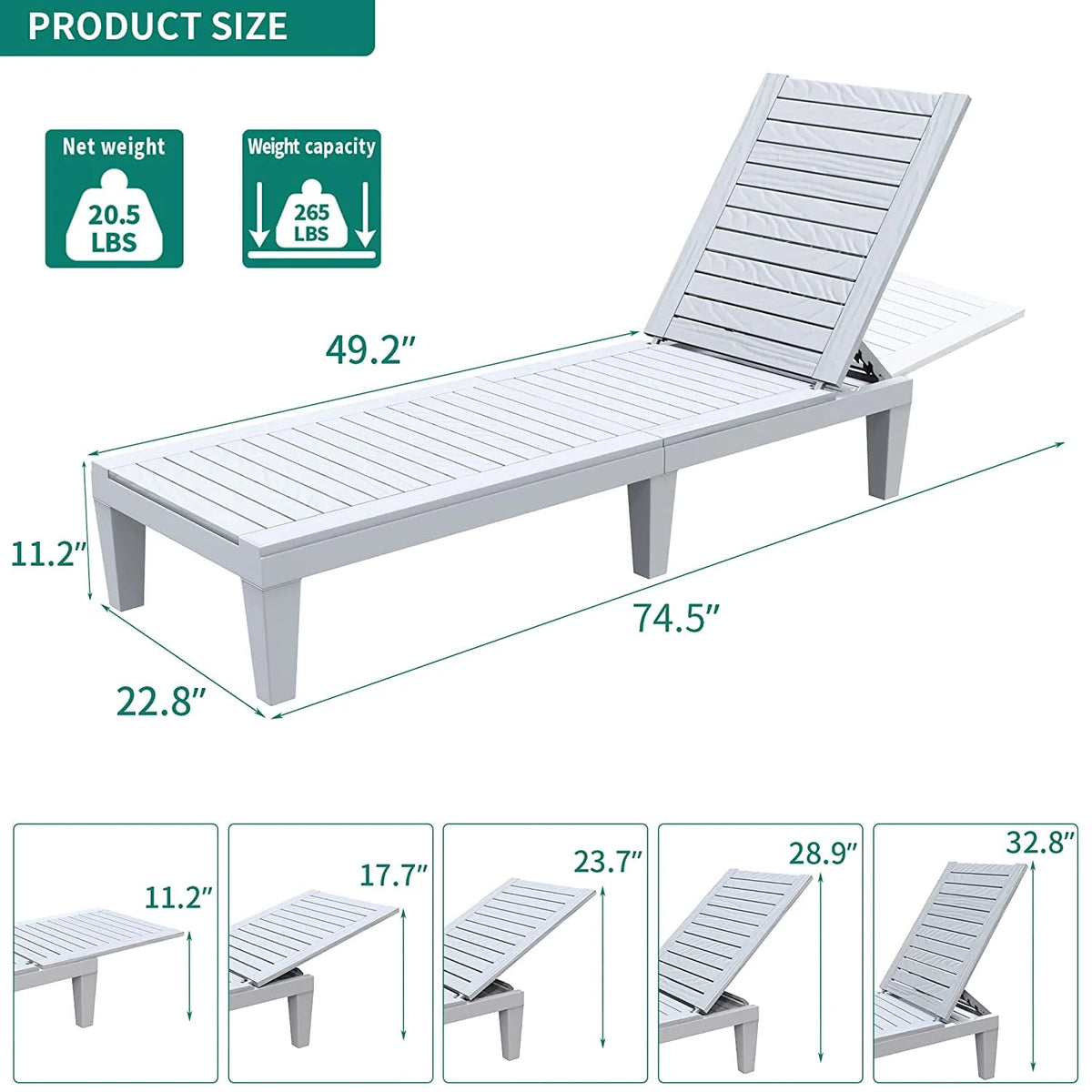 Black Adjustable Outdoor Lounge Chairs Q7359