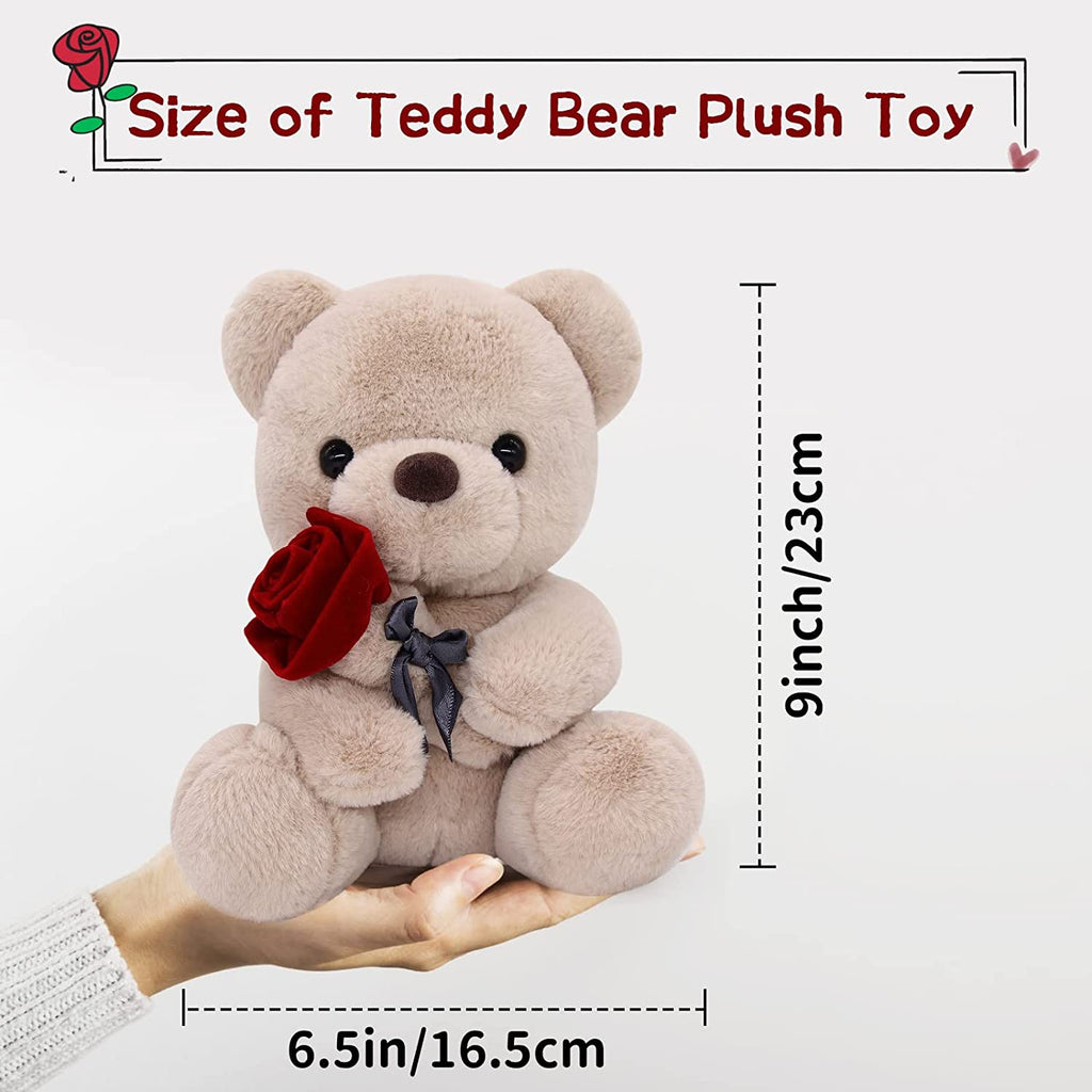 10 Inch Teddy Bear Plush Stuffed Animal with Rose Z686