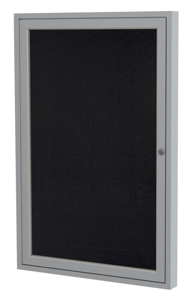 Black 1-Door Enclosed Recycled Rubber Bulletin Board P288