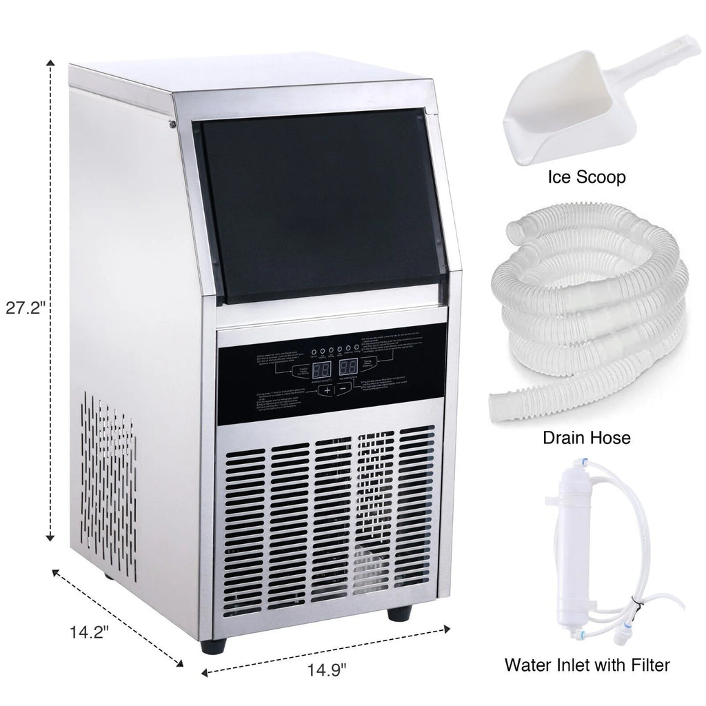 Commercial Ice Maker 90lb Stainless Steel Built-in Cube Machine K22032