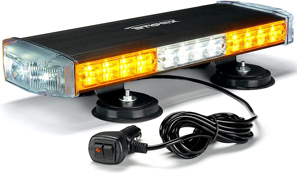 Amber LED Rooftop Strobe Light Bar with Magnetic Mount J340
