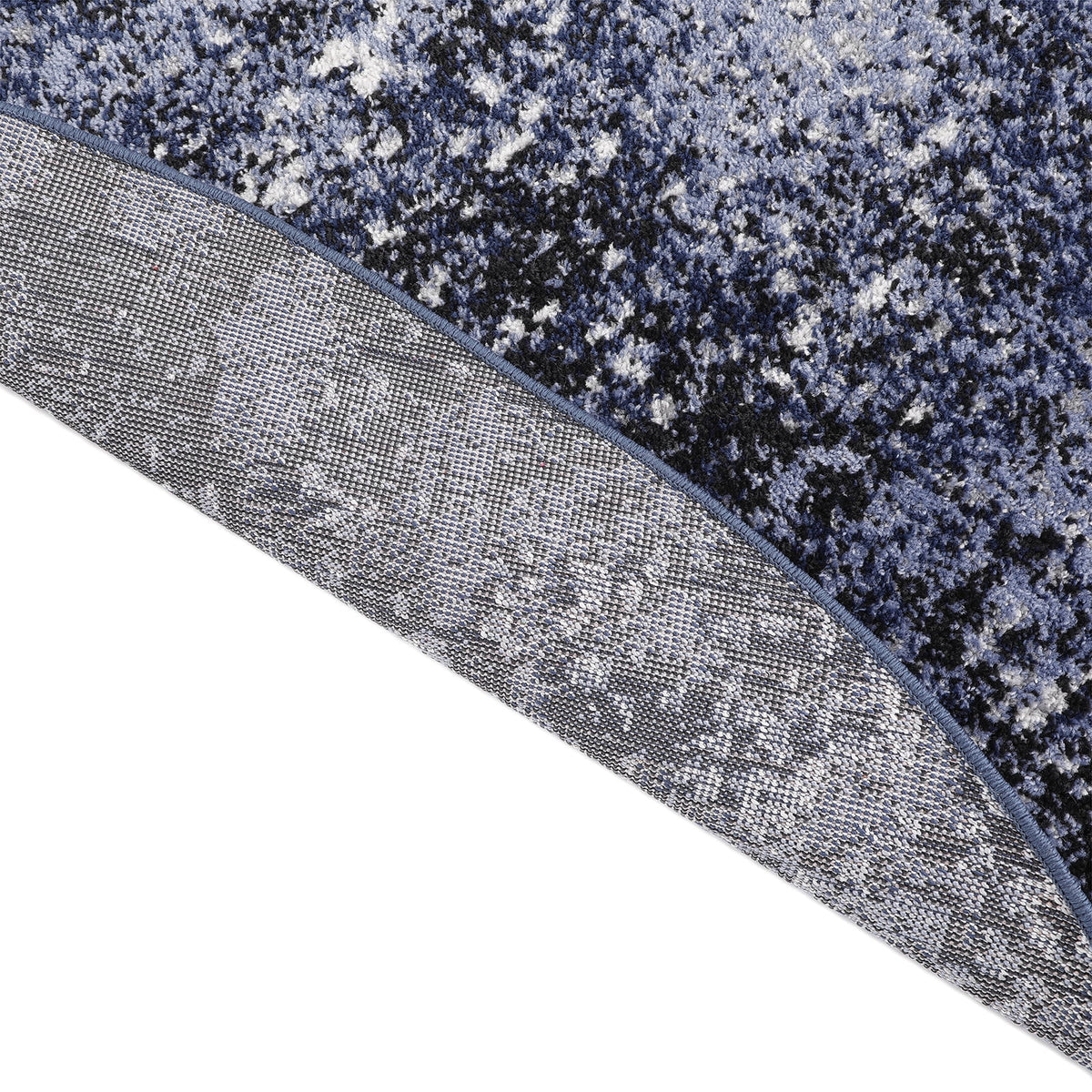 Light Blue Black Round Area Rug Z1821