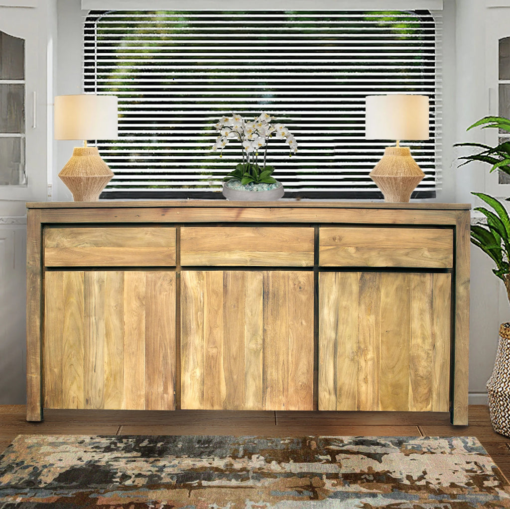 Recycled Teak Wood Buffet with 3 Doors and 3 Drawers E73984
