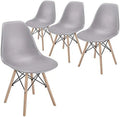 Light Gray Dining Chairs with Metal Wires and Wood Legs H38801