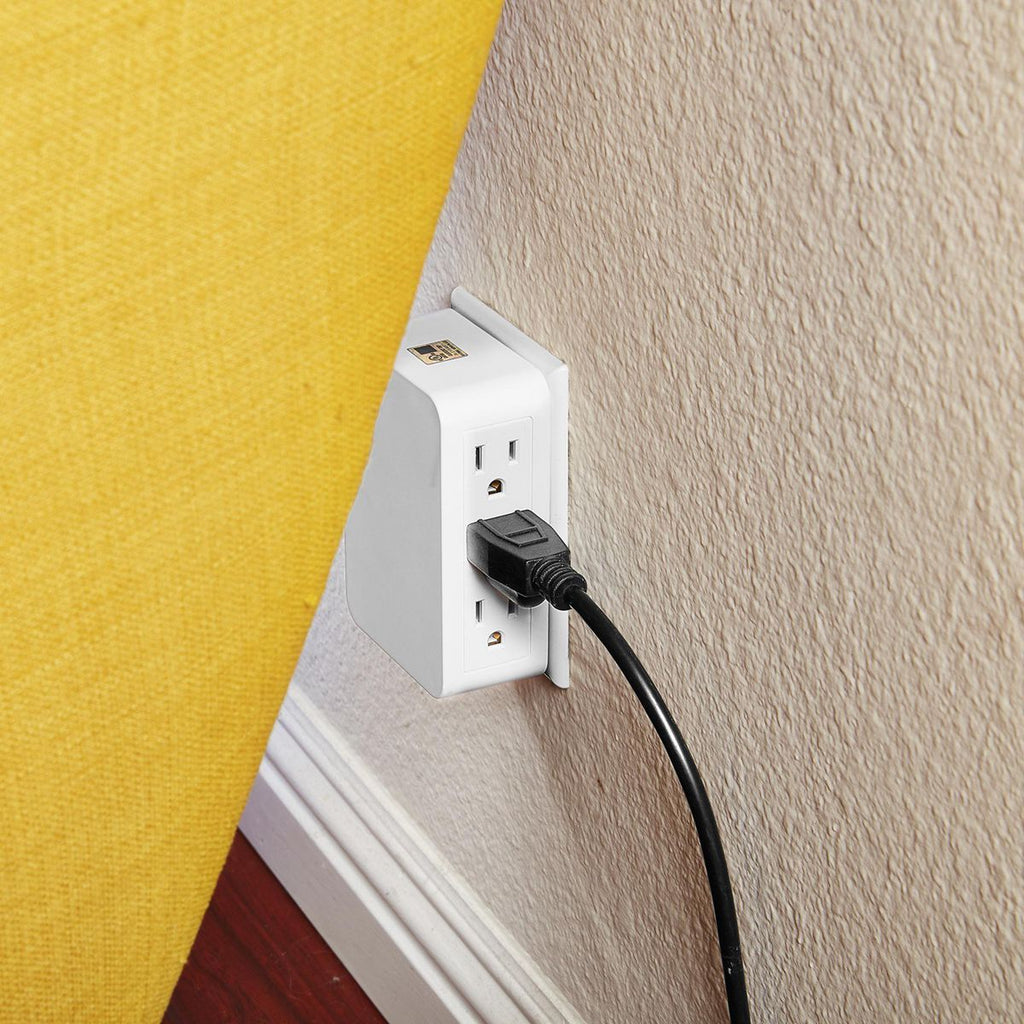 6 Outlet 3-Prong Side Entry Tap White O35930