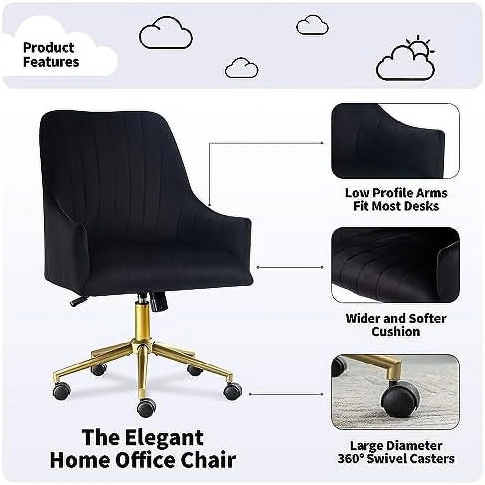 Velvet Tufted Desk Chair with Gold Base M6894