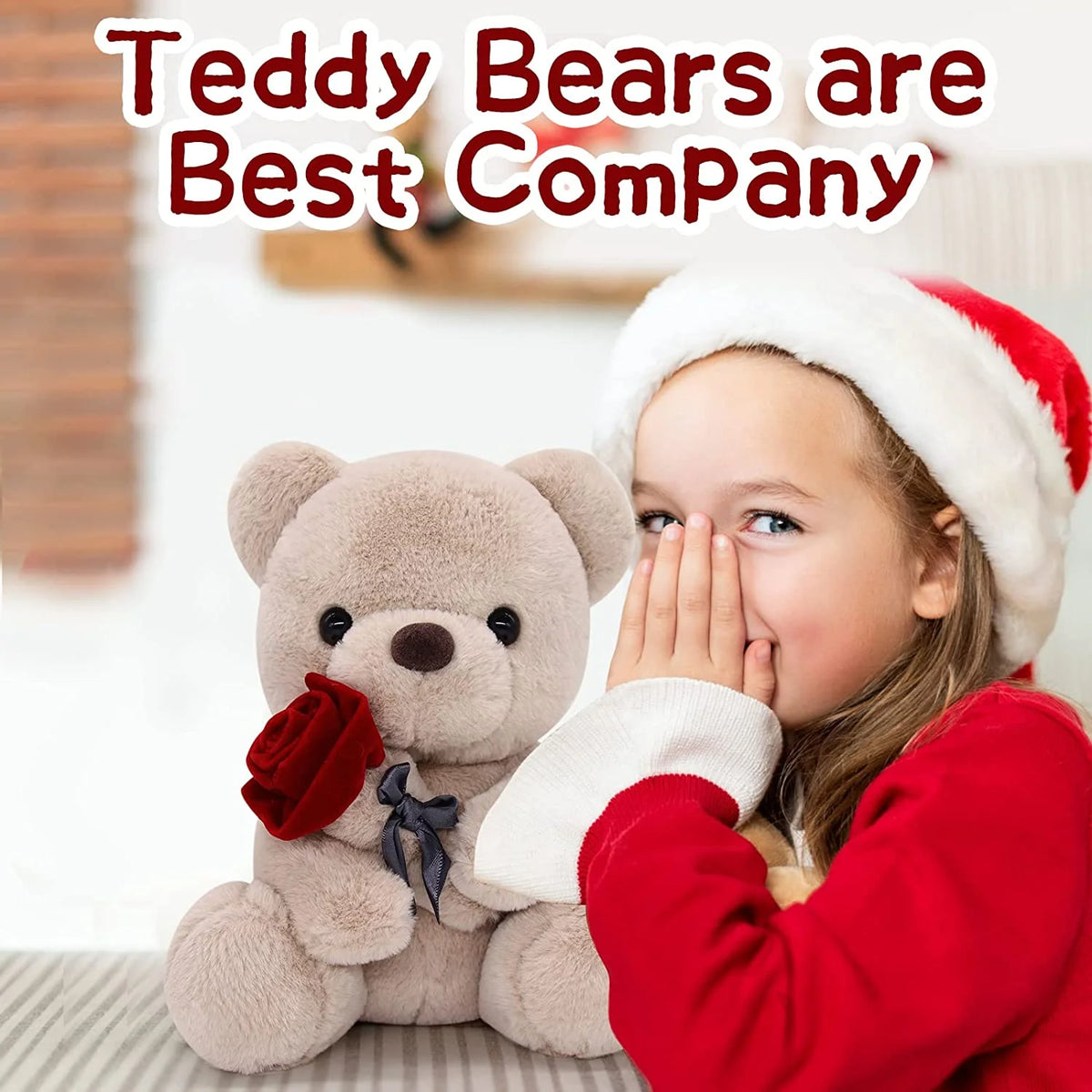 10 Inch Teddy Bear Plush Stuffed Animal with Rose Z686