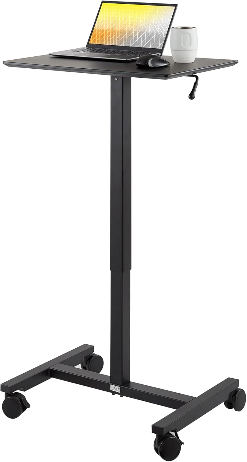 Black Rolling Height Adjustable Laptop Cart Table with Wheels X463210
