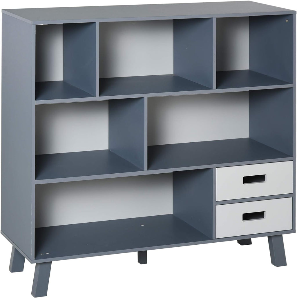 3-Tier Dark Blue Bookcase with Drawers C486863