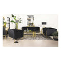 3-piece Fabric Tuxedo Arm Tufted Back Set in Black N23729