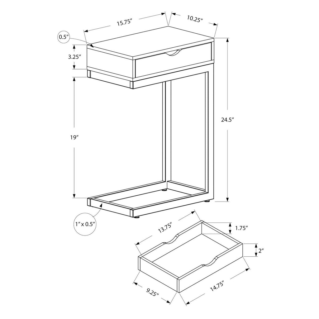 Glossy White Chrome Metal Accent Table with Drawer N98790